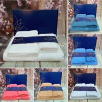 bộ 3 khăn cotton 100% kèm hộp quà tặng cao cấp - bộ 3 khăn cao cấp