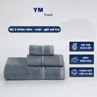 Bộ 3 khăn tắm gội mặt sợi tre mềm mại siêu thấm hút YM Towel