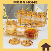 Bộ 3 khay đựng gia vị có nắp đậy và muỗng có khay sắt tiện lợi, hộp nhựa cao cấp bền đẹp đựng gia vị nhà bếp