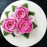 Bộ 3 khuôn làm bánh, rau câu silicon hoa hồng trà, cúc đơn, lá - Mã số 1191