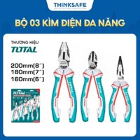 Bộ 3 kìm điện đa năng Total THT2K0301S gồm kìm răng 8 inch , kìm cắt 7 inch , kìm mỏ nhọn 6 inch, chính hãng - Thinksafe