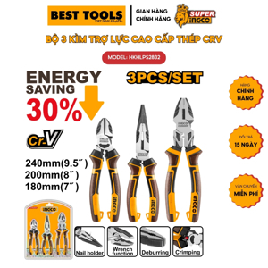 Bộ 3 kìm răng, cắt và nhọn Ingco HKHLPS2832