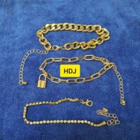 Bộ 3 lắc tay Unisex mạ vàng 18k 9999 cao cấp