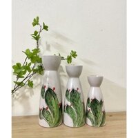 Bộ 3 lọ decor búp bê, lọ hoa bát tràng, lọ hoa gốm sứ, bình cắm hoa bát tràng
