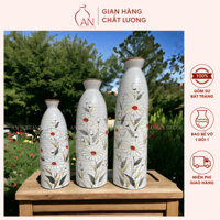 Bộ 3 Lọ Hoa Gốm Sứ Bát Tràng Họa Tiết Hoa Đồng Tiền Trang Trí Thanh Lịch - AN CERAMICS DECOR