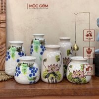 Bộ 3 Lọ hoa gốm sứ vẽ tay men lạnh - Bát Tràng Mộc Gốm MG24