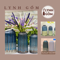 Bộ 3 lọ hoa lồng chim gốm Bát Tràng, men hoả biến - lynhgomdecor