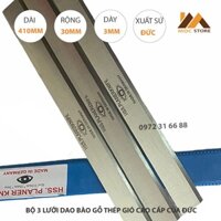 BỘ 3 LƯỠI DAO BÀO GỖ THÉP HSS CAO CẤP 410x30x3MM CỦA ĐỨC - LƯỠI DAO BÀO CON MẮT