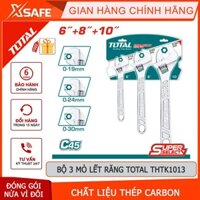 Bộ 3 mỏ lết răng TOTAL THTK1013 thép carbon nung thả, chiều dài 6/8/10inch, kích thước kẹp có thể điều chỉnh
