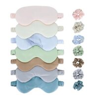 Bộ 3 món bịt mắt lụa, cột tóc, túi đựng chất liệu vải Tencel