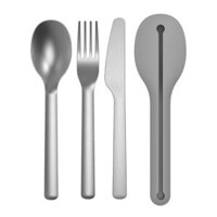 BỘ 3 MÓN DAO MUỖNG NĨA DU LỊCH BergHOFF Leo To Go Travel Flatware Set Grey, TÚI BỌC SILICON - RỬA MÁY RỬA CHÉN