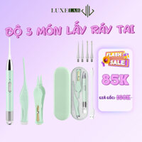 Bộ 3 Món Lấy Ráy Tai, Gắp Rỉ Mũi Cho Bé Có Đèn Led Và Kính Lúp Kèm Hộp LUXELAB 11815