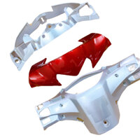 Bộ 3 món ốp đầu xe Wave RSX 110 đời 2010 -2011 màu Đỏ Bạc -nhựa trắng cao cấp