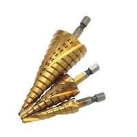 Bộ 3 Mũi Khoan Bước (Khoan Nón) Từ 4-32mm Phủ Titanium; Bộ Khoan Tháp Xoắn; Bộ 3 mũi khoan tháp xoắn ốc 1