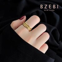 Bộ 3 Nhẫn Thép Titan Mạ Vàng 18k Thời Trang 862r