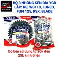 Bộ 3, Nhông sên dĩa YGR, Lắp Rs, Rsx, Ws110, Future Neo, Future Fi, Fu125, Dream110, WaveA 110 HD