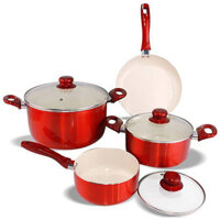 Bộ 3 nồi 1 chảo tráng men Ceramic đáy từ