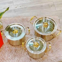 Bộ 3 Nồi CAMEL Inox 304 Cao Cấp - Bộ Nồi Inox đáy 3 Lớp Nguyên Khối Sử Dụng Cho Mọi Loại Bếp,HÀNG CHÍNH HÃNG