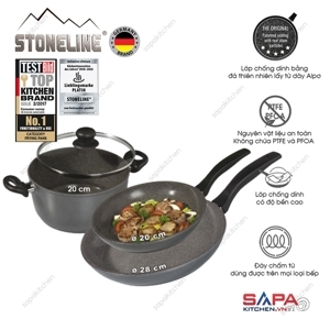 Bộ 3 nồi chảo chống dính Stoneline 7490