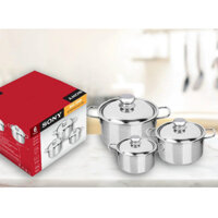 Bộ 3 nồi Inox 16cm - 20cm - 25cm dùng cho mọi loại bếp - bộ nồi inox Sony nhà bếp