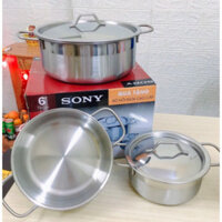 Bộ 3 nồi Inox 16cm - 20cm - 25cm dùng cho mọi loại bếp - bộ nồi inox Sony nhà bếp
