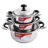 Bộ 3 Nồi Inox 3 Đáy Bếp Từ Sunhouse SH333 16cm, 18cm, 24cm