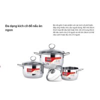 Bộ 3 nồi inox 3 đáy Sunhouse SH888 phi 16-20-24cm