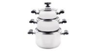 Bộ 3 Nồi Inox 3 Đáy Vung Kính Bếp Từ Sunhouse SH889