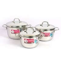 Bộ 3 nồi inox 304 Zebra Thái Lan nắp vòm - Công ty cổ phần Vân Sam