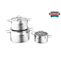 BỘ 3 NỒI INOX 5 ĐÁY 16-20-24cm SUNHOUSE MAMA SH784 – DÙNG ĐƯỢC CHO BẾP TỪ