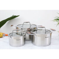 Bộ 3 nồi inox 5 đáy nắp kính Kangaroo KG3CS2