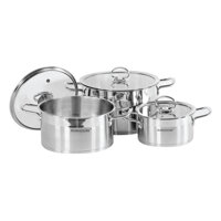 Bộ 3 Nồi Inox 5 Đáy Nắp Kính Sunhouse MAMA SH784 16cm, 20cm, 24cm