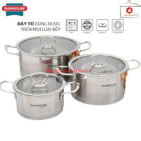 BỘ 3 NỒI INOX 5 ĐÁY SUNHOUSE MAMA SH784 HÀNG CHÍNH HÃNG