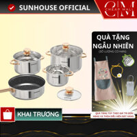 Bộ 3 nồi inox bếp từ 5 đáy Sunhouse SH781, SHG789 size 16 20 24 CM Siêu Dày (dùng mọi loại bếp) - CHEAPMALL SOUNDCORE