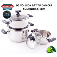 Bộ 3 Nồi INOX Đáy Từ Cao Cấp SUNHOUSE SH889