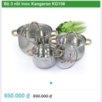 BỘ 3 NỒI INOX KANGAROO KG156