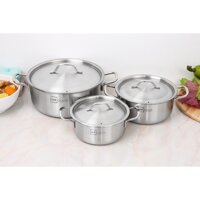 Bộ 3 nồi inox nắp inox Fivestar HT Cook HT-06DN - Inox 430 an toàn sức khỏe, dùng được bếp gas, bếp hồng ngoại và bếp từ