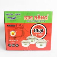 Bộ 3 nồi Kim Hằng nhôm xi bóng nhỏ  16 20 24