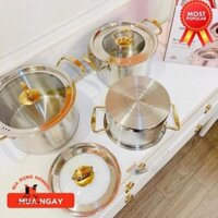 Bộ 3 Nồi Misu Louis Inox 304 Cao Cấp - Bộ Nồi Inox đáy 3 Lớp Nguyên Khối Sử Dụng Cho Mọi Loại Bếp (SP002383) Homepi