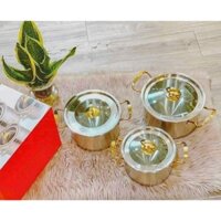 Bộ 3 Nồi Misu Louis Inox 304 Cao Cấp - Bộ Nồi Inox đáy 3 Lớp Nguyên Khối Sử Dụng Cho Mọi Loại Bếp (SP002383), Chính hãng