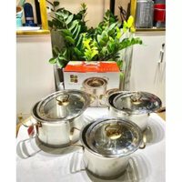 Bộ 3 Nồi Misu Louis Inox 304 Cao Cấp , Bộ Nồi Inox đáy 3 Lớp Nguyên Khối Sử Dụng Cho Mọi Loại Bếp,Bộ Nồi Inox Xịn.