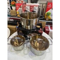 Bộ 3 Nồi Misu Louis Inox 304 Cao Cấp - Bộ Nồi Inox đáy Nguyên Khối Sử Dụng Cho Mọi Loại Bếp