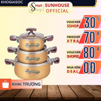 Bộ 3 Nồi Nhôm Anod SUNHOUSE SH6634N 16-20-24cm Dùng Với Bếp Ga Bếp Hồng Ngoại Không Dùng Trên Bếp Từ - SSHOP
