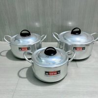 Bộ 3 nồi nhôm Nhật hãng TÂN ĐỨC THÀNH (16cm-18cm-20cm) dầy dặn