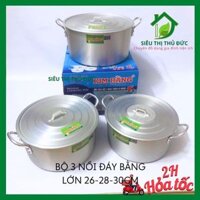 Bộ 3 Nồi Nhôm Xi Bóng Lớn Kim Hằng Chính Hãng_T3 Lớn (26 28 30Cm)