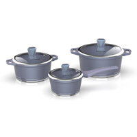 Bộ 3 Nồi Quánh Vân Đá Đáy Từ Sunhouse SHG2003MMA 16cm, 20cm, 24cm - Vung kính cường lực, Dùng trên mọi loại bếp - Hàng chính hãng