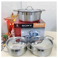Bộ 3 Nồi Sony cao cấp bộ 3 cái , bộ 3 nồi inox cao cấp hàng khuyến mãi từ sony bền đẹp HuyLinh.Shop