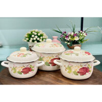 bộ 3 nồi tráng men sứ trung hoa