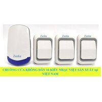 Bộ 3 nút nhấn 1 chuông cửa không dây Zanka TP-717