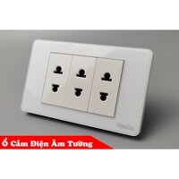 Bộ 3 Ổ Điện 2 Chấu Âm Tường PVC Trong Bo Viền Màu Trắng TENKO TK-C9-T020